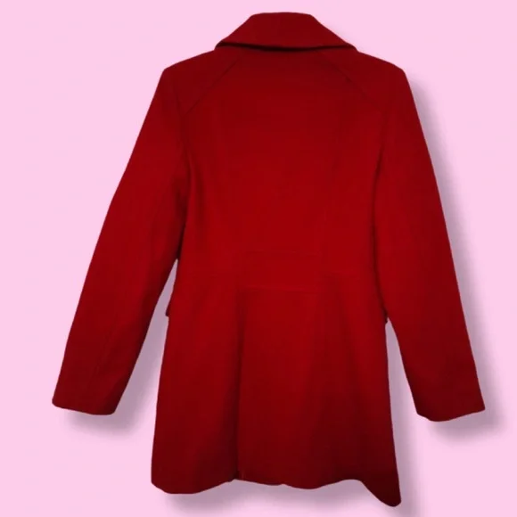 LONDON FOG Red Peacoat NWT Women's Medium Wool Coat Single-Breasted Jacket New - Picture 3 of 15